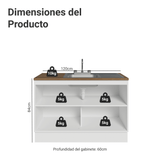 Mueble de Cocina con Fregadero 120 cm 2 Puertas Blanco/Marrón Agata