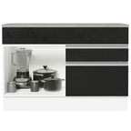 Gabinete Bajo 120 cm 1 Puerta 2 Cajones Blanco/Negro Glamy Madesa