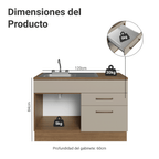 Gabinete Bajo para Fregadero con Accesorios de Cocina 120 cm 1 Puerta 2 Cajones Marrón/Crema Agata Madesa