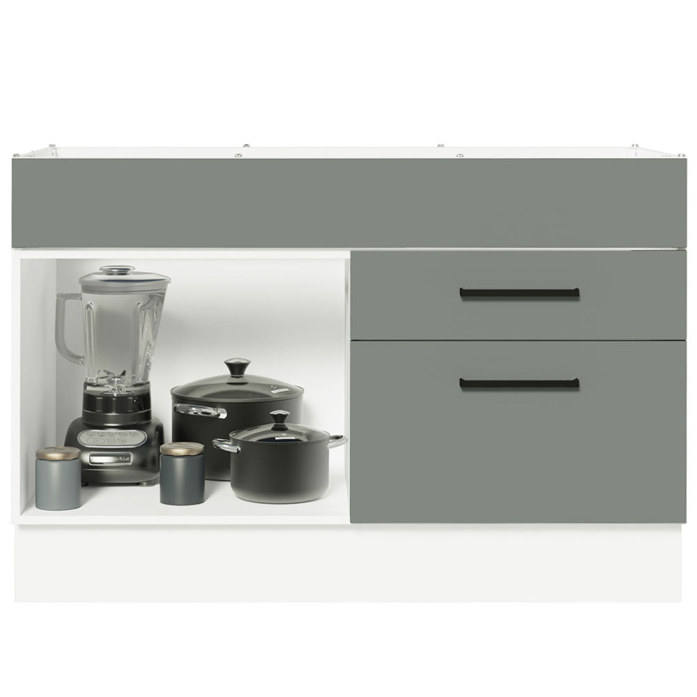 Gabinete Bajo 120 cm 1 Puerta 2 Cajones Sin Encimera Blanco/Gris Agata Madesa