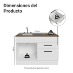 Gabinete Bajo para Fregadero con Accesorios de Cocina 120 cm 1 Puerta 2 Cajones Blanco/Marrón Agata Madesa