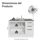 Gabinete Bajo para Fregadero con Accesorios de Cocina 120 cm 2 Puertas 3 Cajones Blanco Agata Madesa