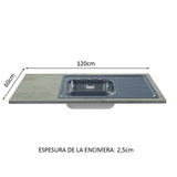 Gabinete Bajo para Fregadero con Accesorios de Cocina 120 x 60 cm 2 Puertas 3 Cajones (Con Encimera) Glamy Blanco