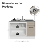 Gabinete Bajo para Fregadero con Accesorios de Cocina 120 cm 2 Puertas 3 Cajones Blanco/Crema Agata Madesa