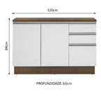 Gabinete Bajo 120 cm 2 Puertas 3 Cajones Marrón/Blanco Glamy Madesa