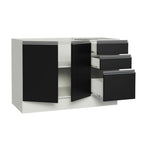 Gabinete Bajo 120 cm 2 Puertas 3 Cajones Sin Encimera Blanco/Negro Glamy Madesa