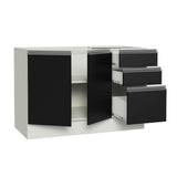 Gabinete Bajo para Tarja 120 x 60 cm 2 Puertas 3 Cajones (Sin Encimera) Glamy Blanco/Negro