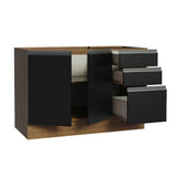 Gabinete Bajo para Tarja 120 x 60 cm 2 Puerta 3 Cajones (Sin Encimera) Glamy Marrón/Negro