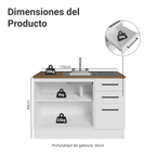 Gabinete Bajo 120 cm 2 Puertas 3 Cajones Blanco Agata Madesa
