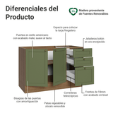 Gabinete Bajo para Fregadero 120 x 60 cm 2 Puertas 3 Cajones (Sin encimera) Marrón/Verde Vik Madesa