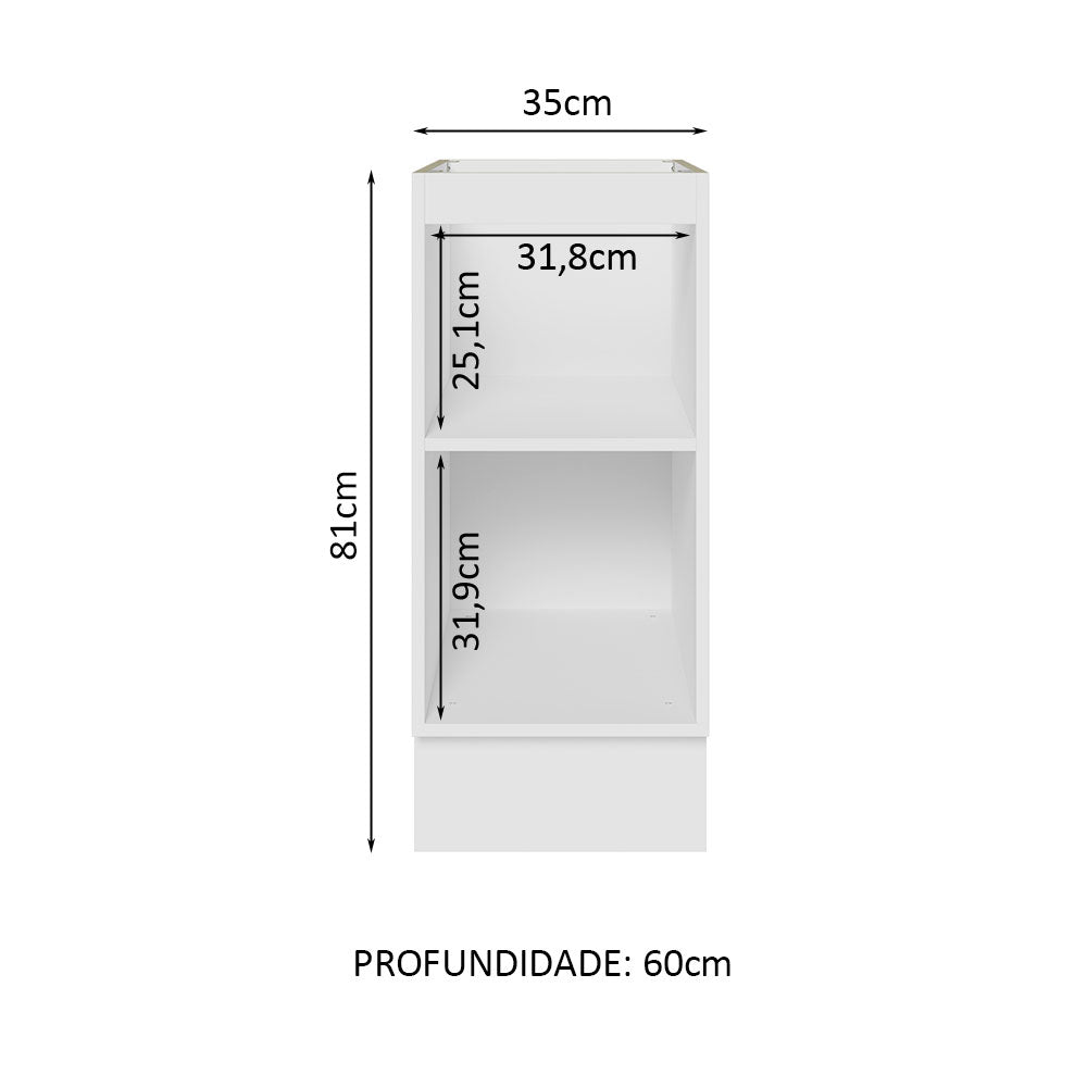 Gabinete Bajo 35 cm 1 Puerta Sin Encimera Blanco Glamy Madesa