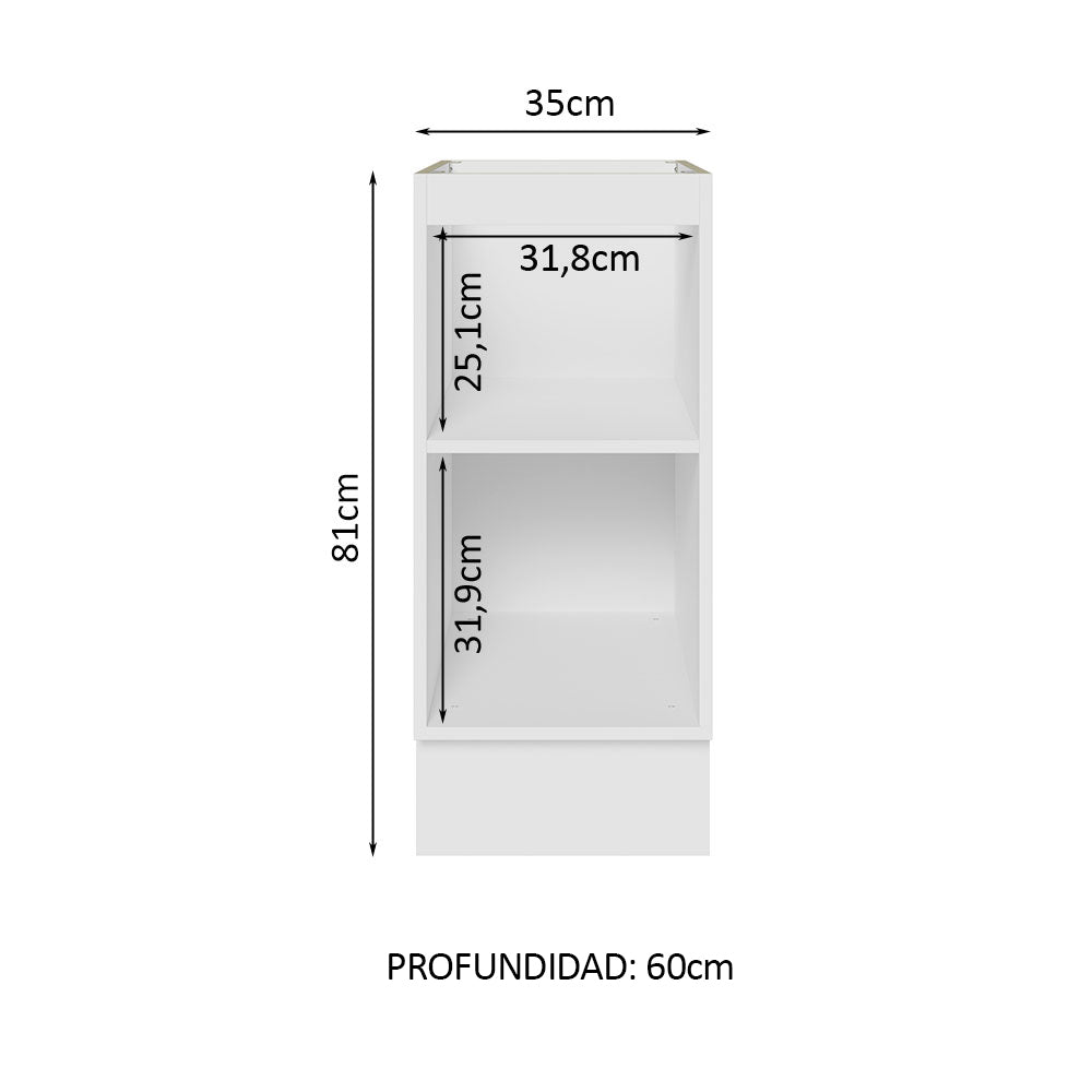 Gabinete Bajo 35 cm 1 Puerta Sin Encimera Blanco Stella Madesa