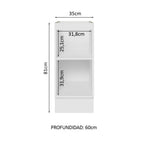 Gabinete Bajo 35 cm 1 Puerta Sin Encimera Blanco Stella Madesa