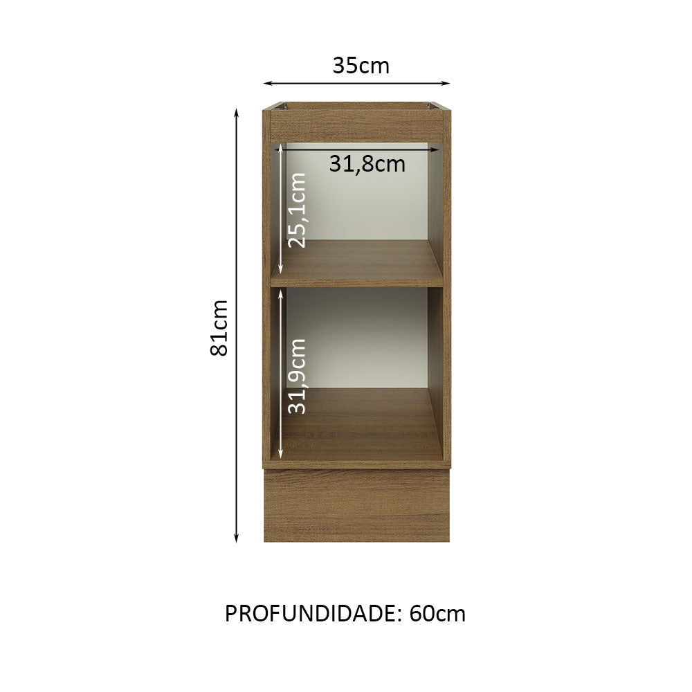 Gabinete Bajo 35 x 60 cm 1 Puerta (Sin Encimera) Glamy Marrón/Blanco