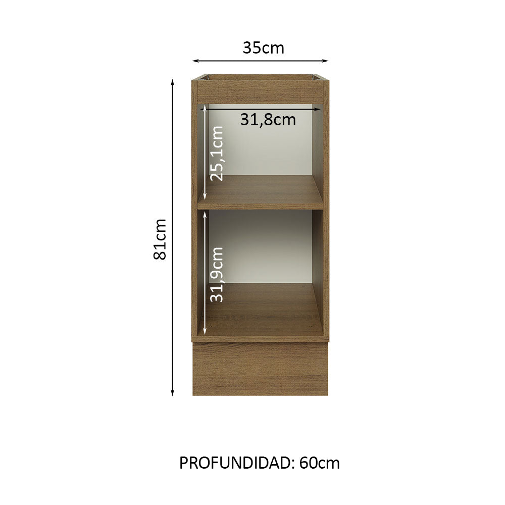 Gabinete Bajo 35 cm 1 Puerta Sin Encimera Marrón/Blanco Stella Madesa