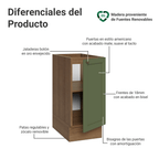 Gabinete Bajo 35 cm 1 Puerta Sin Encimera Marrón/Verde Vik Madesa