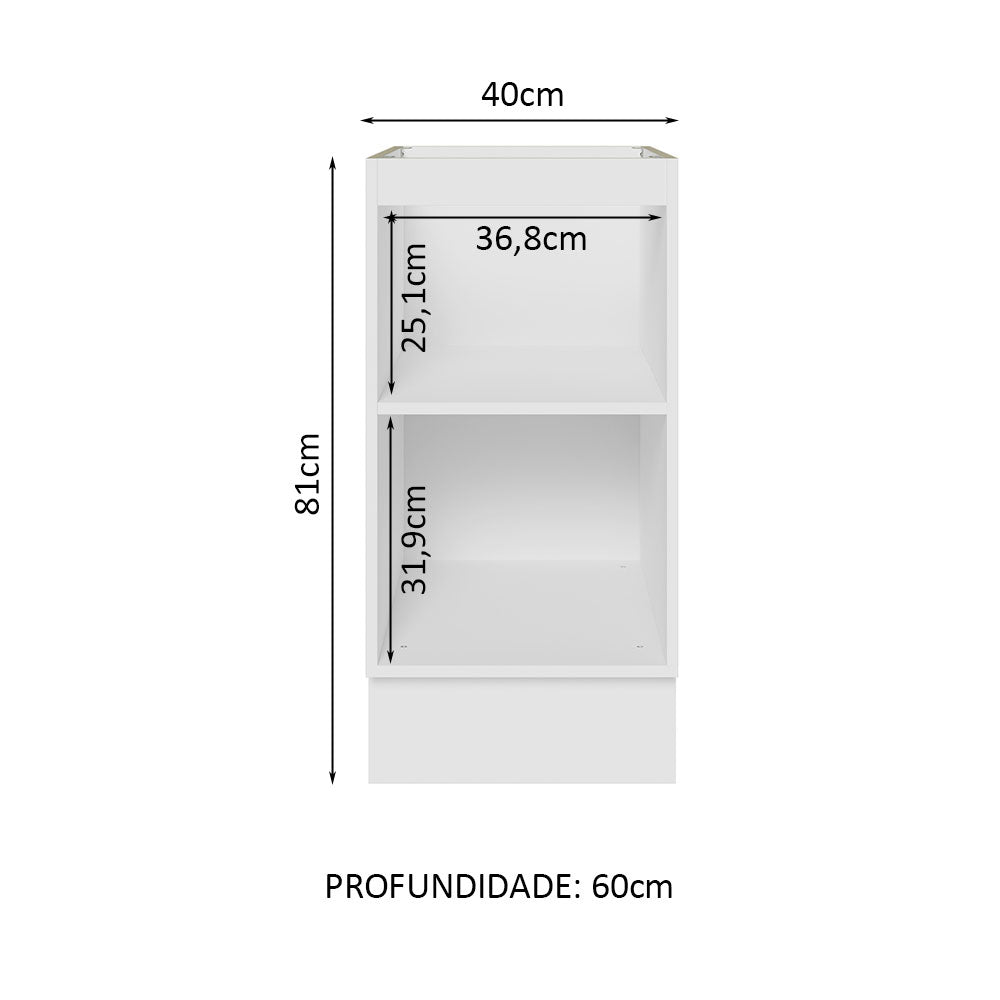 Gabinete Bajo 40 cm 1 Puerta Sin Encimera Blanco Glamy Madesa