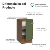 Gabinete Bajo de Cocina 40 x 60 cm 1 Puerta (Sin encimera) Marrón/Verde Vik Madesa