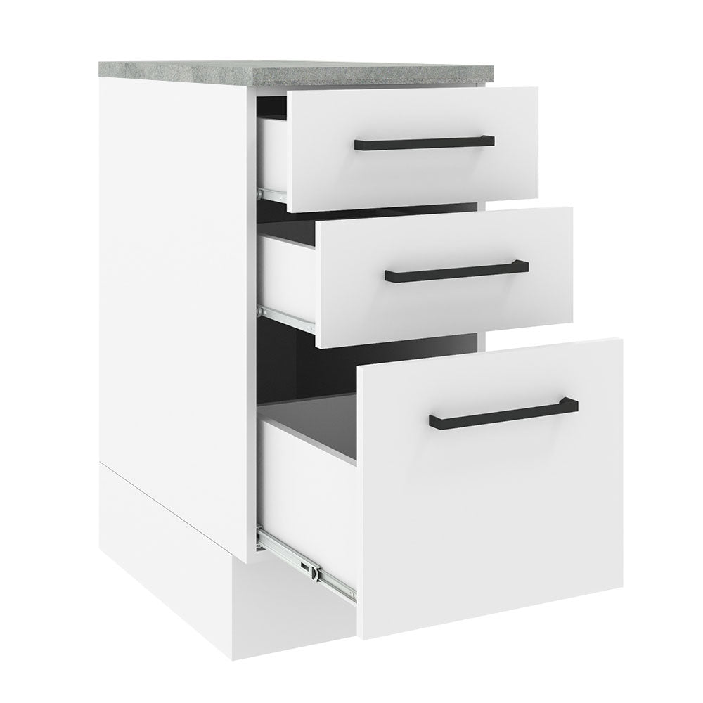 Gabinete Bajo 40 cm 3 Cajones Blanco Agata Madesa