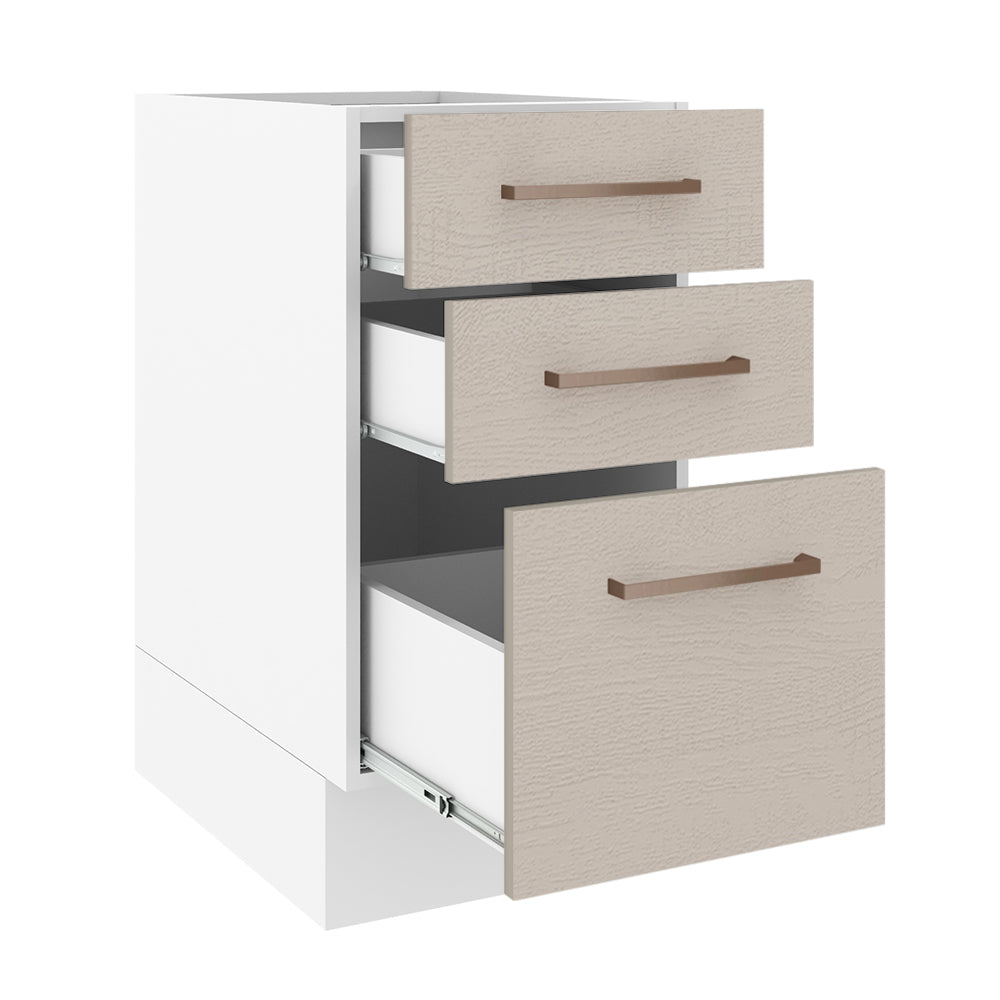 Gabinete Bajo 40 cm 3 Cajones Sin Encimera Blanco/Crema Agata Madesa