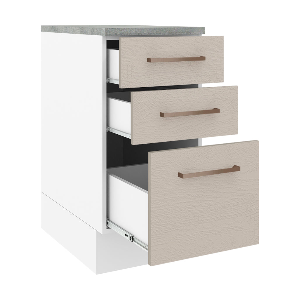 Gabinete Bajo 40 cm 3 Cajones Blanco/Crema Agata Madesa