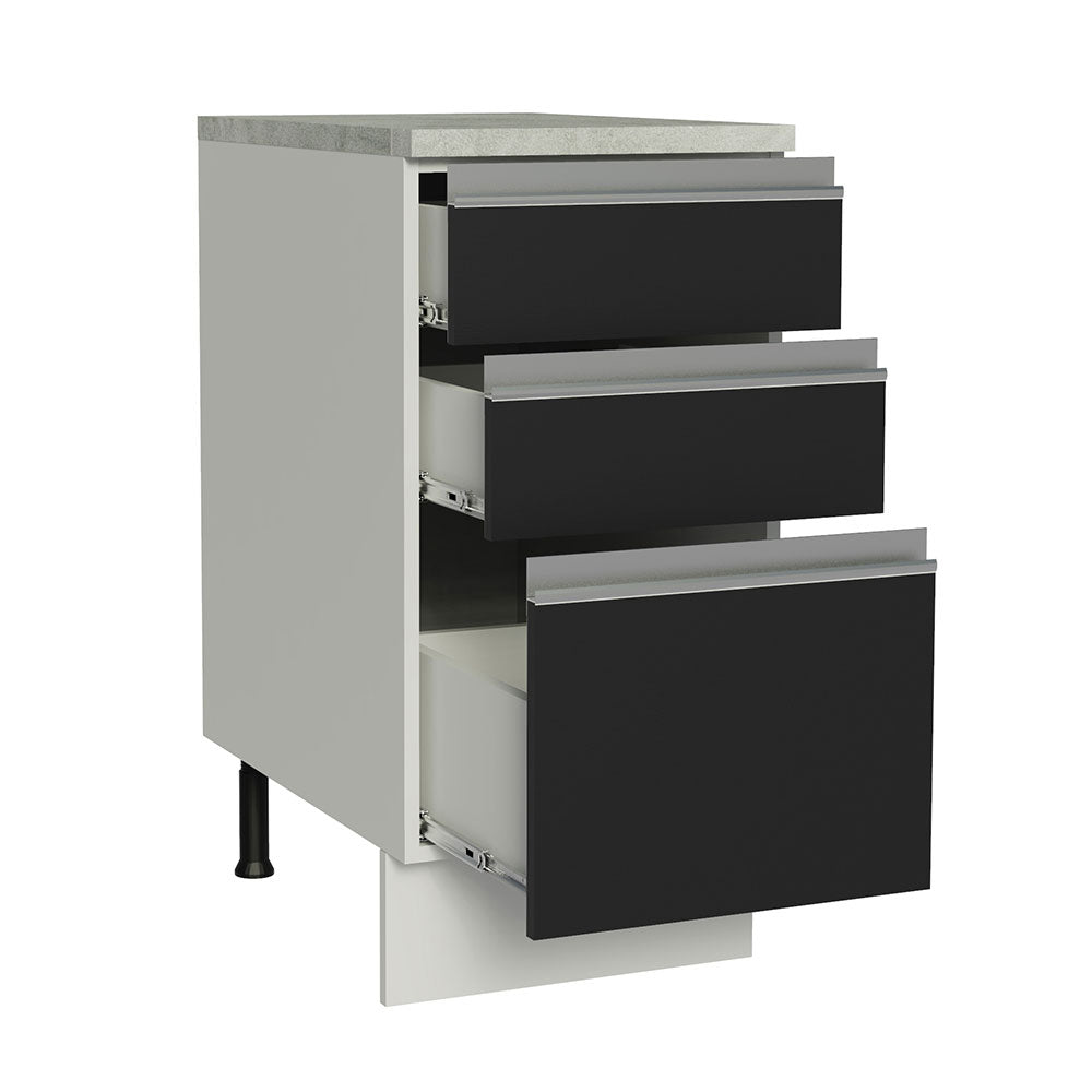 Gabinete Bajo 40 x 60 cm 3 Cajones (Con Encimera) Glamy Blanco/Negro