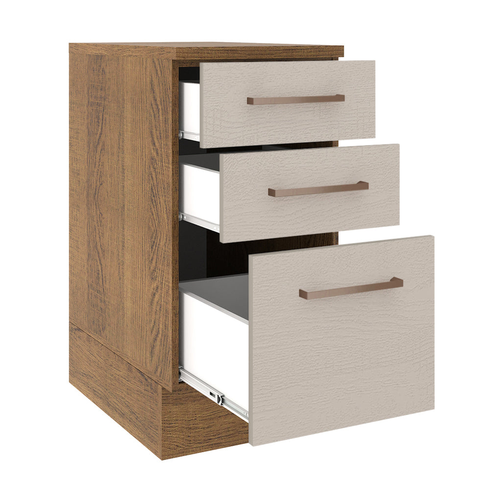 Gabinete Bajo 40 cm 3 Cajones Marrón/Crema Agata Madesa