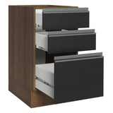 Gabinete Bajo 40 x 60 cm 3 Cajones (Sin Encimera) Glamy Marrón/Negro