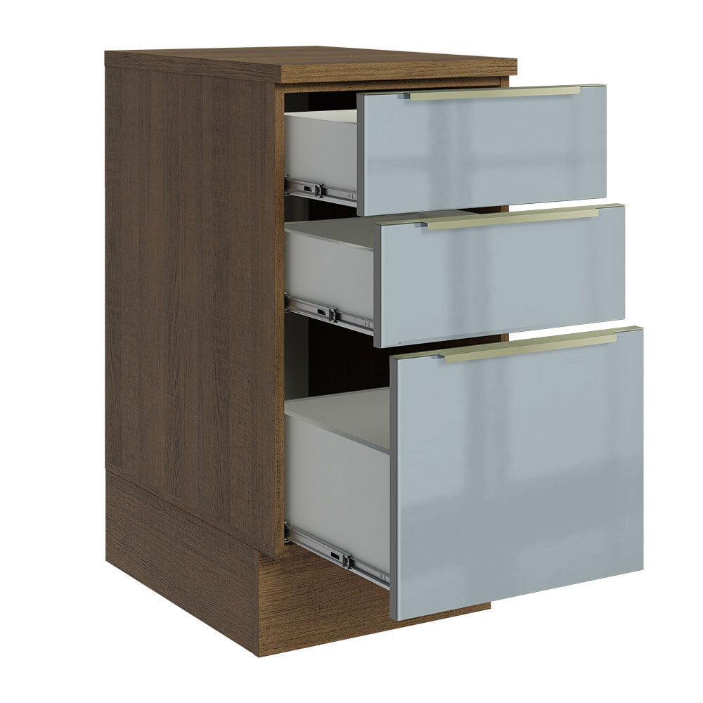 Gabinete Bajo 40 cm 3 Cajones Marrón/Gris Lux Madesa