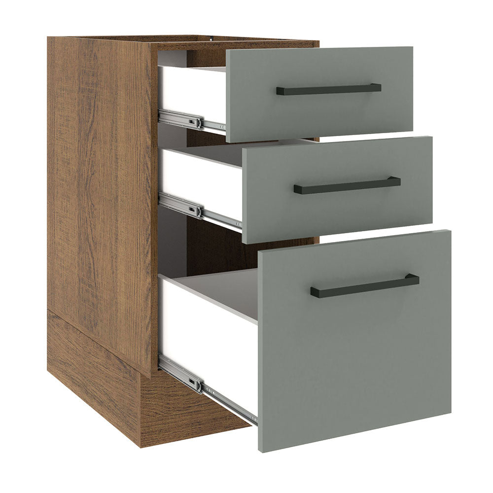 Gabinete Bajo 40 cm 3 Cajones Sin Encimera Marrón/Gris Agata Madesa