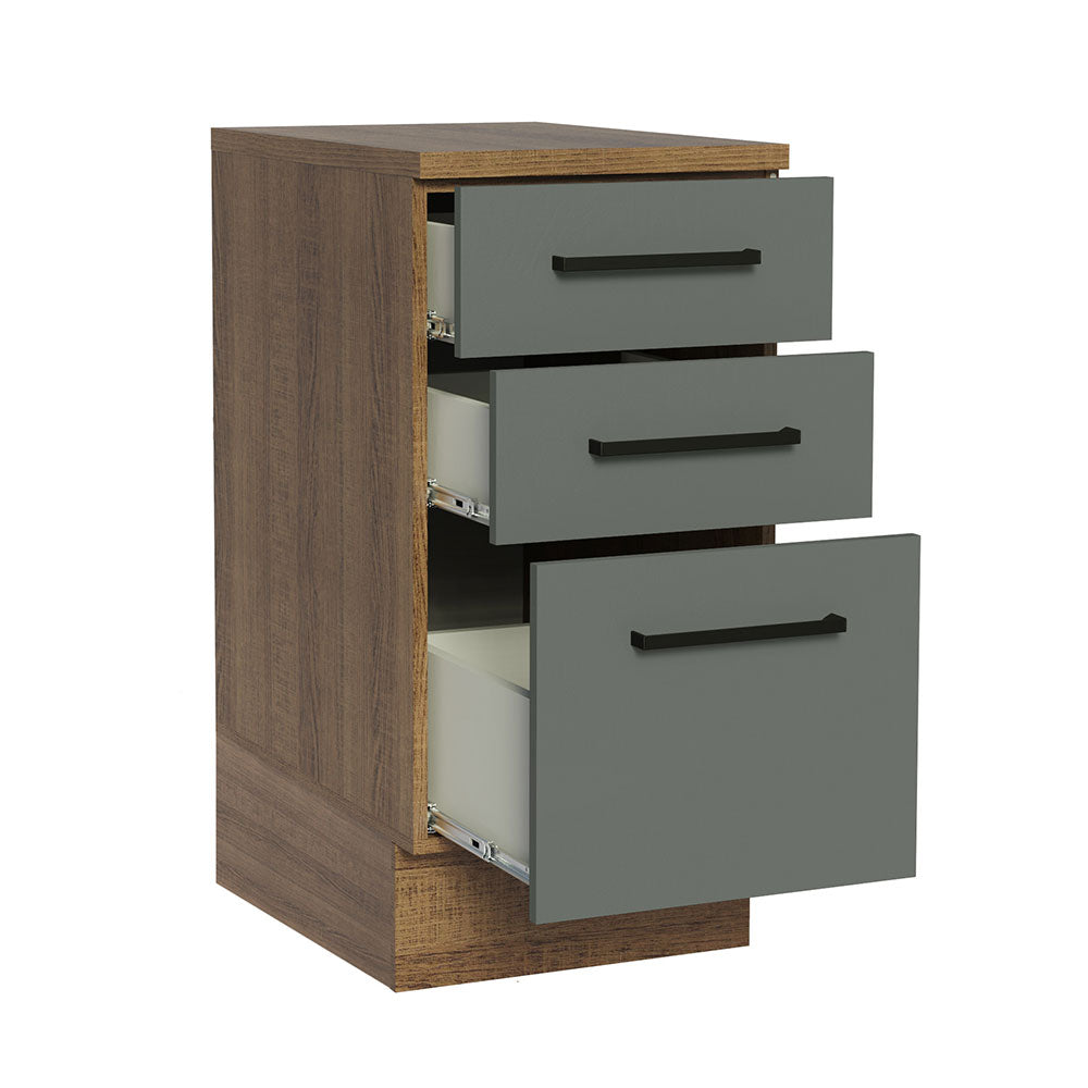 Gabinete Bajo 40 cm 3 Cajones Marrón/Gris Agata Madesa