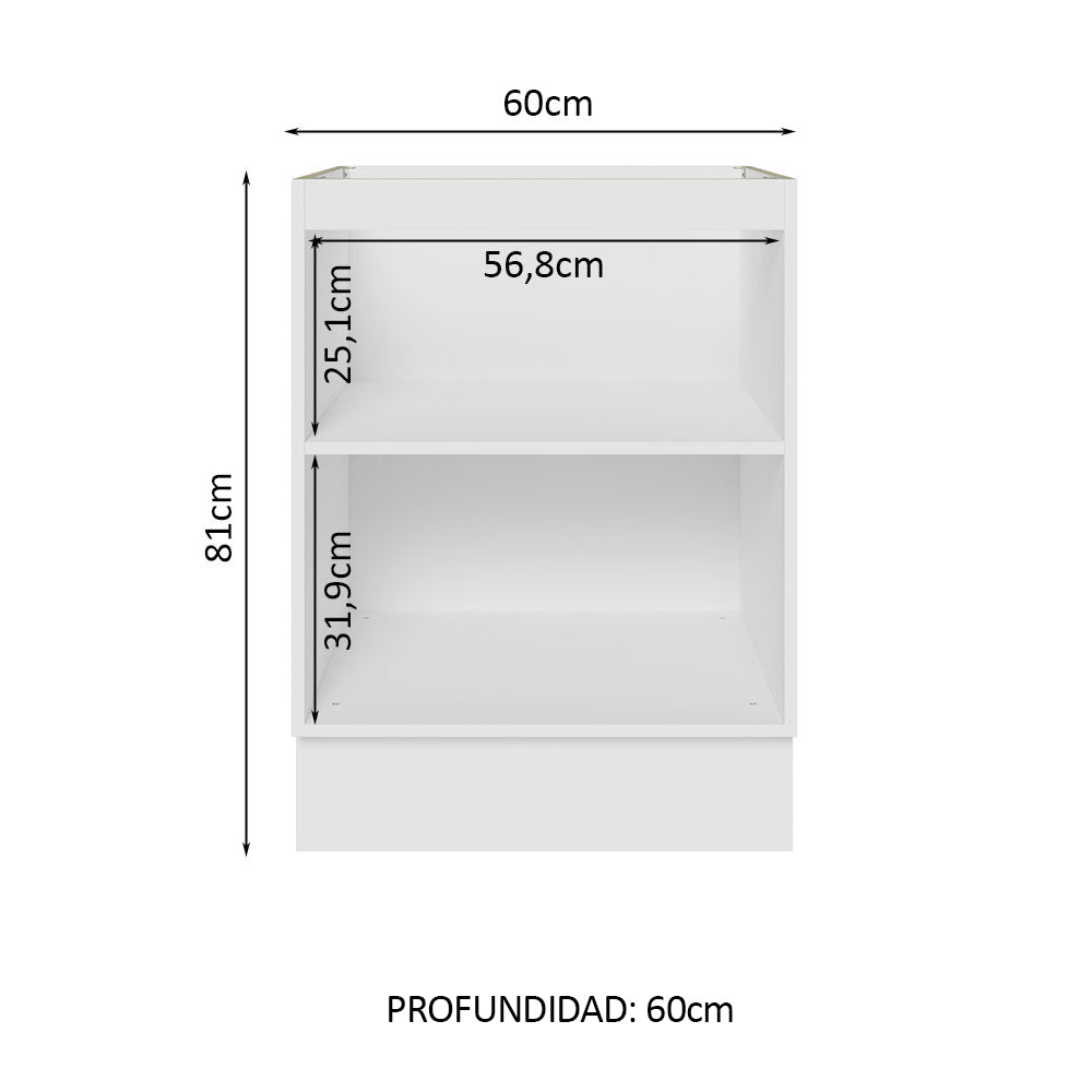 Gabinete Bajo 60 cm 1 Puerta Sin Encimera Blanco Stella Madesa
