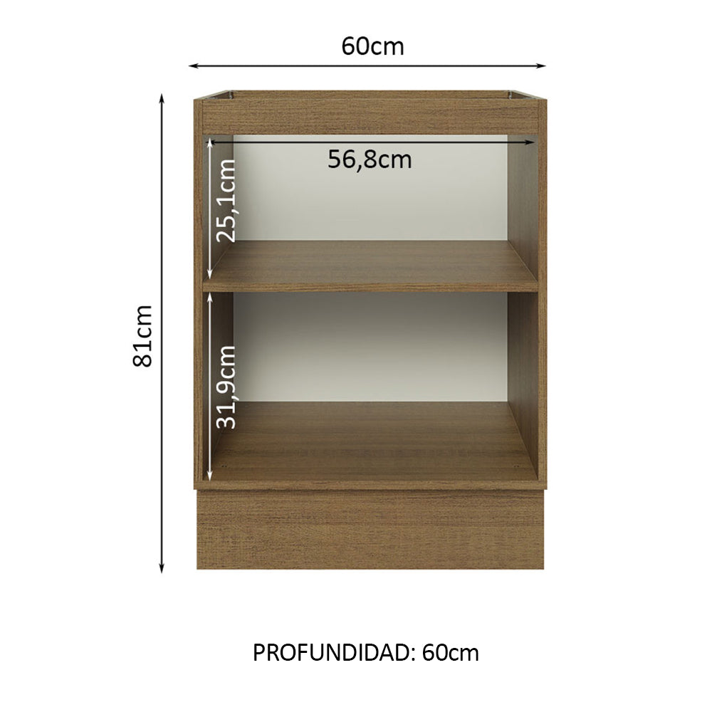 Gabinete Bajo 60 cm 1 Puerta Sin Encimera Marrón/Blanco Stella Madesa