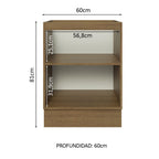Gabinete Bajo 60 cm 1 Puerta Sin Encimera Marrón/Blanco Stella Madesa