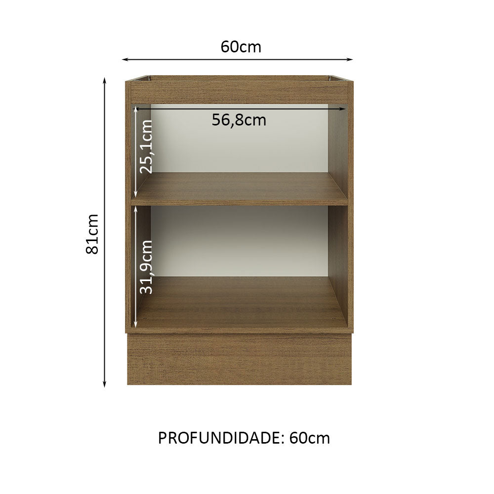 Gabinete Bajo 60 cm 1 Puerta (Sin Encimera) Lux Marrón/Negro