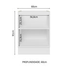 Gabinete Bajo 60 cm 1 Puerta Sin Encimera Blanco/Marrón Glamy Madesa