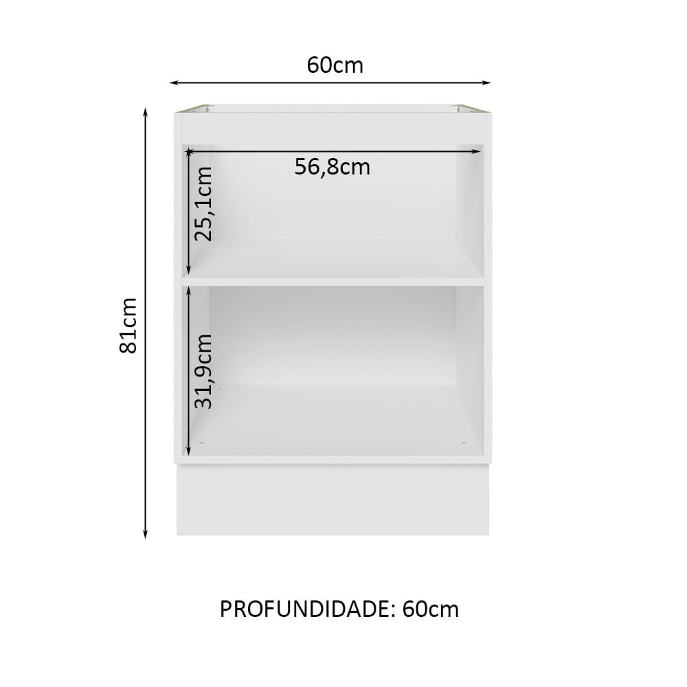 Gabinete Bajo 60 cm 1 Puerta Sin Encimera Blanco/Gris Lux Madesa
