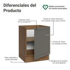 Gabinete Bajo 60 cm 1 Puerta Sin Encimera Marrón/Gris Vik Madesa