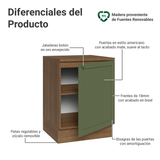Gabinete Bajo de Cocina 60 x 60 cm 1 Puerta (Con Encimera) Marrón/Verde Vik Madesa
