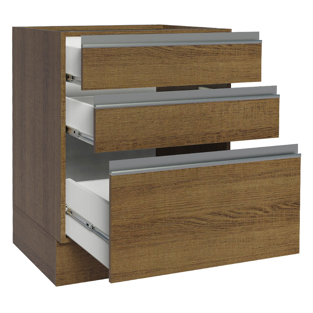 Gabinete Bajo 60 cm 3 Cajones Sin Encimera Marron Glamy Madesa