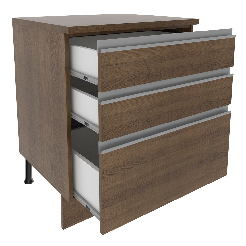Gabinete Bajo 60 cm 3 Cajones Marrón Glamy Madesa