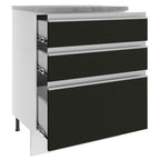 Gabinete Bajo 60 cm 3 Cajones Blanco/Negro Glamy Madesa
