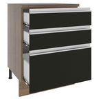 Gabinete Bajo 60 cm 3 Cajones Marrón/Negro Glamy Madesa