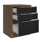 Gabinete Bajo 60 cm 3 Cajones Marrón/Negro Lux Madesa