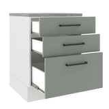 Gabinete Bajo 60 x 60 cm 3 Cajones Agata (Con Encimera) Blanco/Gris