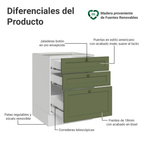 Gabinete Bajo 60 cm 3 Cajones Sin Encimera Blanco/Verde Vik Madesa