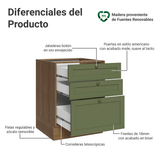 Gabinete Bajo de Cocina 60 x 60 cm 3 Cajones (Sin encimera) Marrón/Verde Vik Madesa