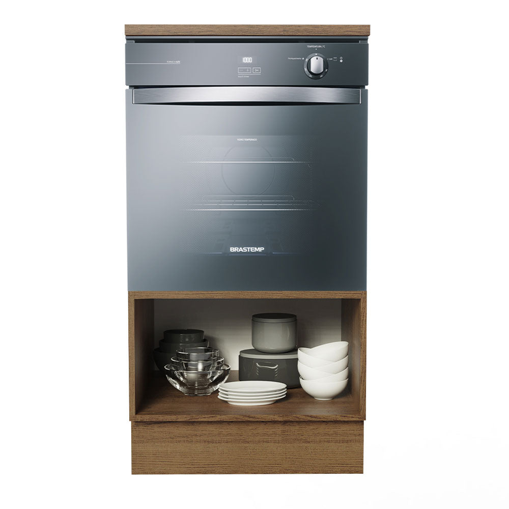 Gabinete Bajo para Horno 60 cm 1 Puerta Marrón Glamy Madesa