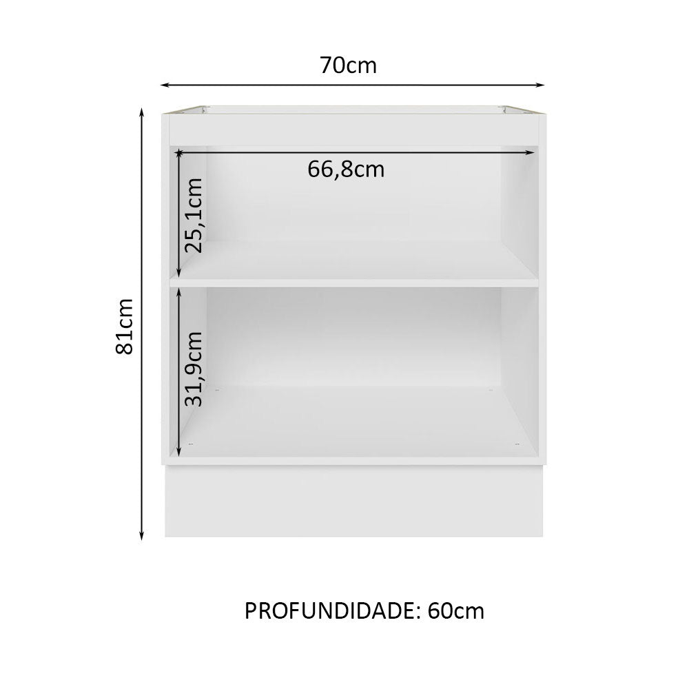 Gabinete Bajo 70 cm 2 Puertas Sin Encimera Blanco Glamy Madesa