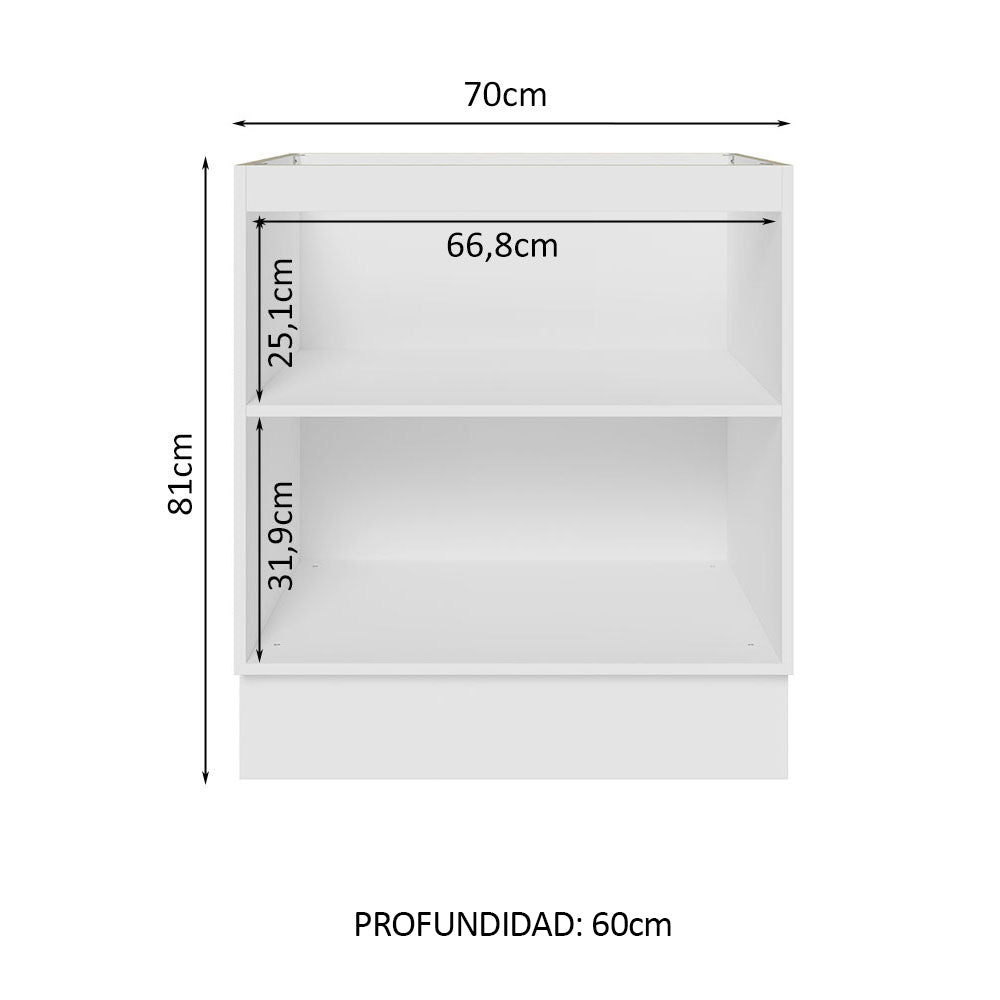 Gabinete Bajo 70 cm 2 Puertas Sin Encimera Blanco Stella Madesa